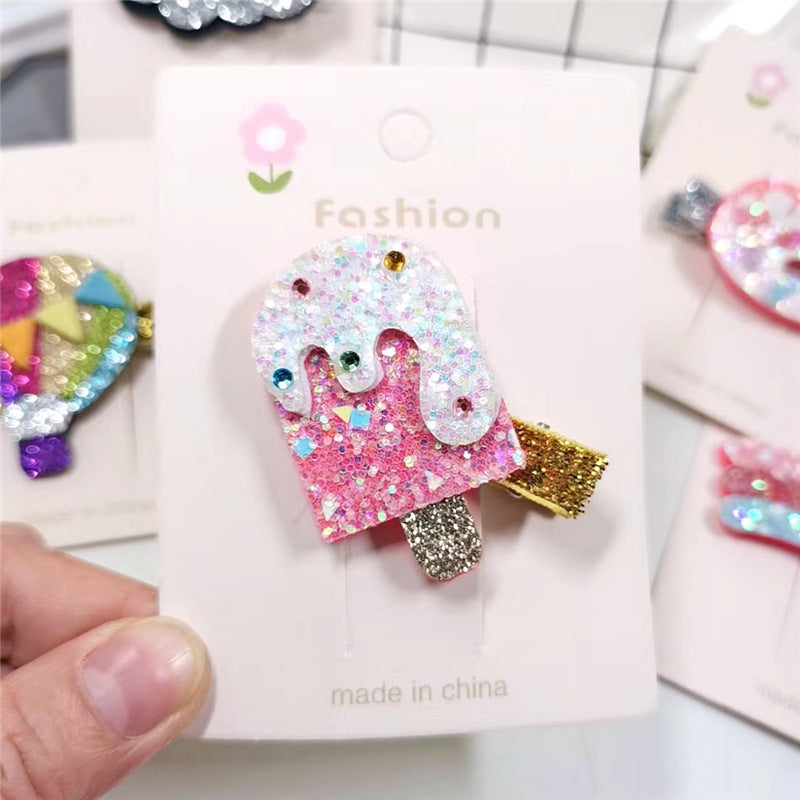 Glitter de brillo al por mayor niños Glitter Rainbow Hair clips